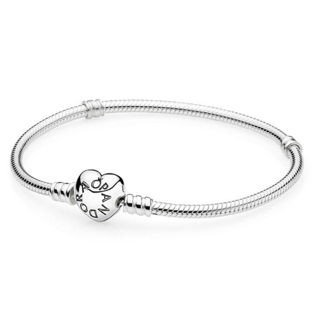 Pulsera Pandora Cadena de Serpiente y Corazón de Moments - Plata de primera ley