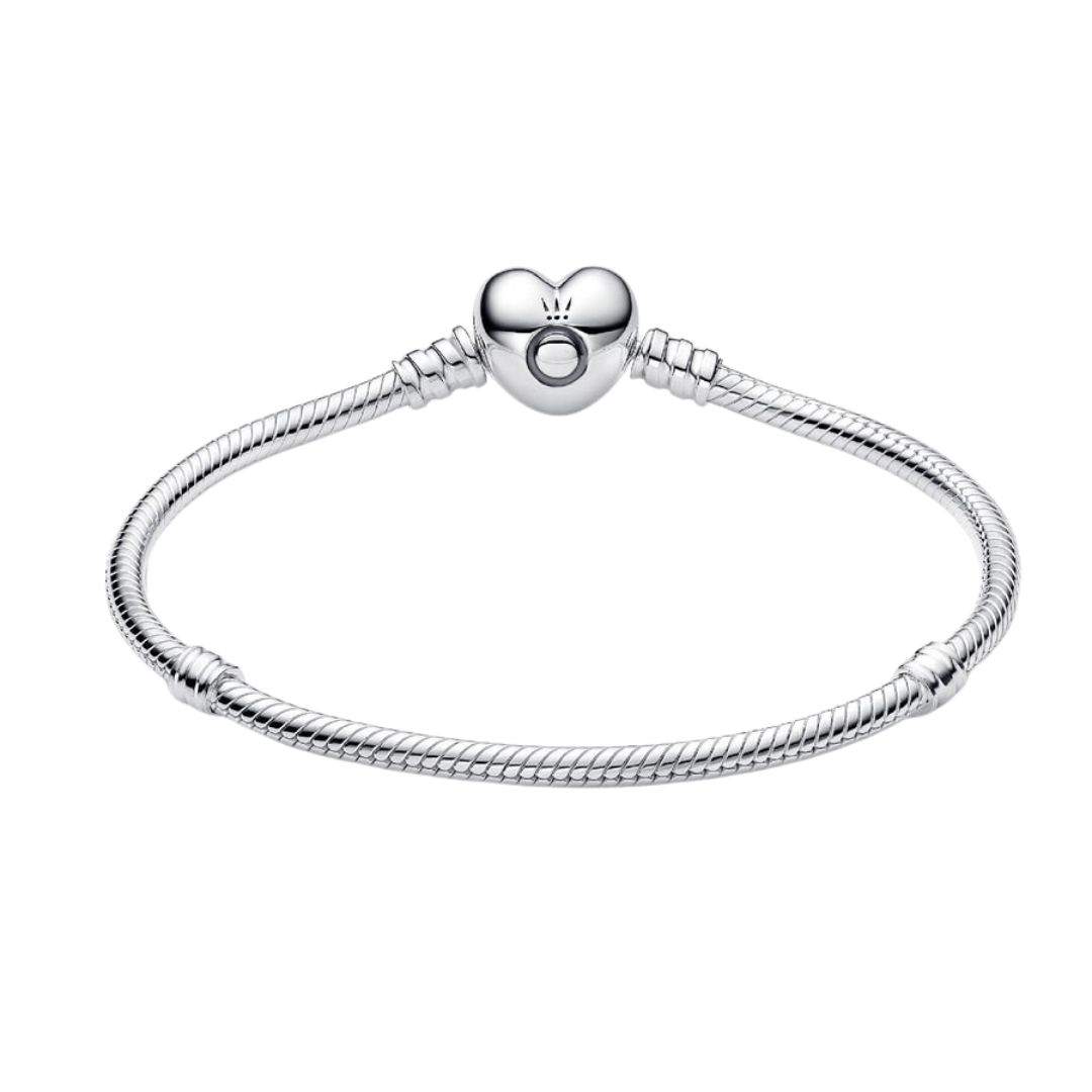 Pulsera Pandora Corazón de Moments + Charm Disney Stich Azul (Plata de primera ley)