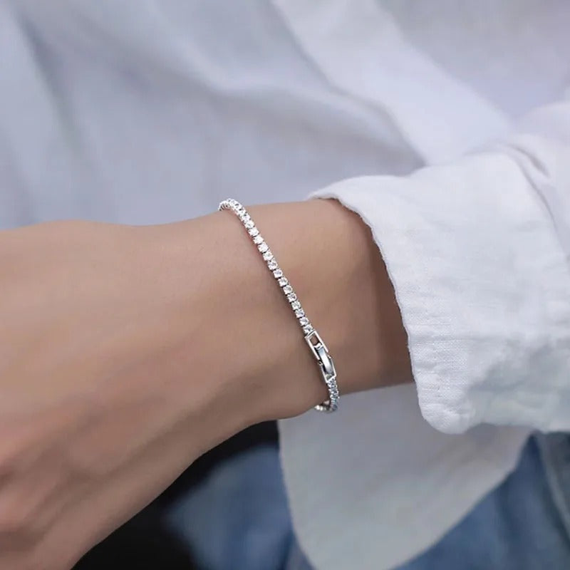 Pulsera tennis oro blanco 18k  + moissanita