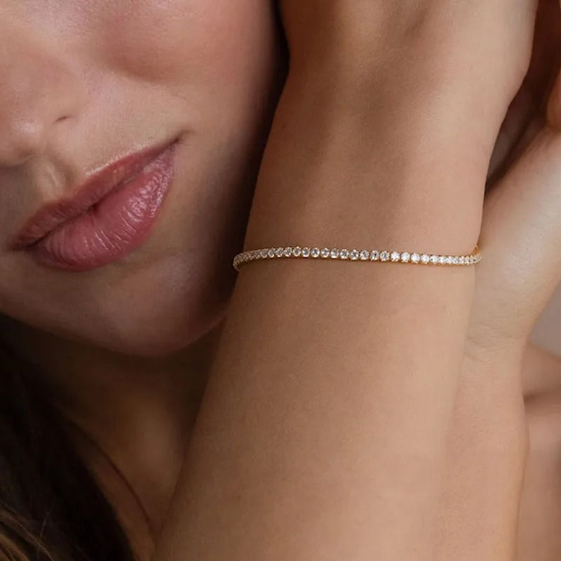 Pulsera tennis oro blanco 18k  + moissanita